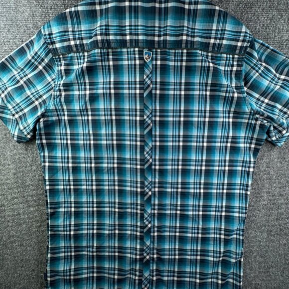 Kuhl Mens Short Sleeve Pearl Snap Up Shirt Plaid Blue Gray Eluxur Small Western - Picture 10 of 11